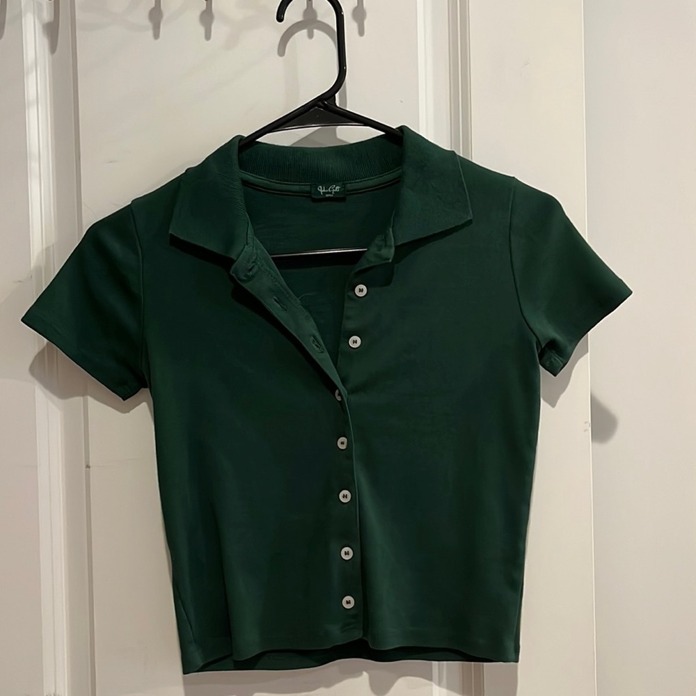 John Galt Brandy Melville Green Button Short sleeve